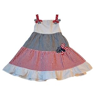 Emily Rose Red, White & Blue Gingham Tiered Sundress